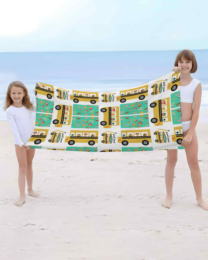 School Bus Adventures Bamboo Beach Towel