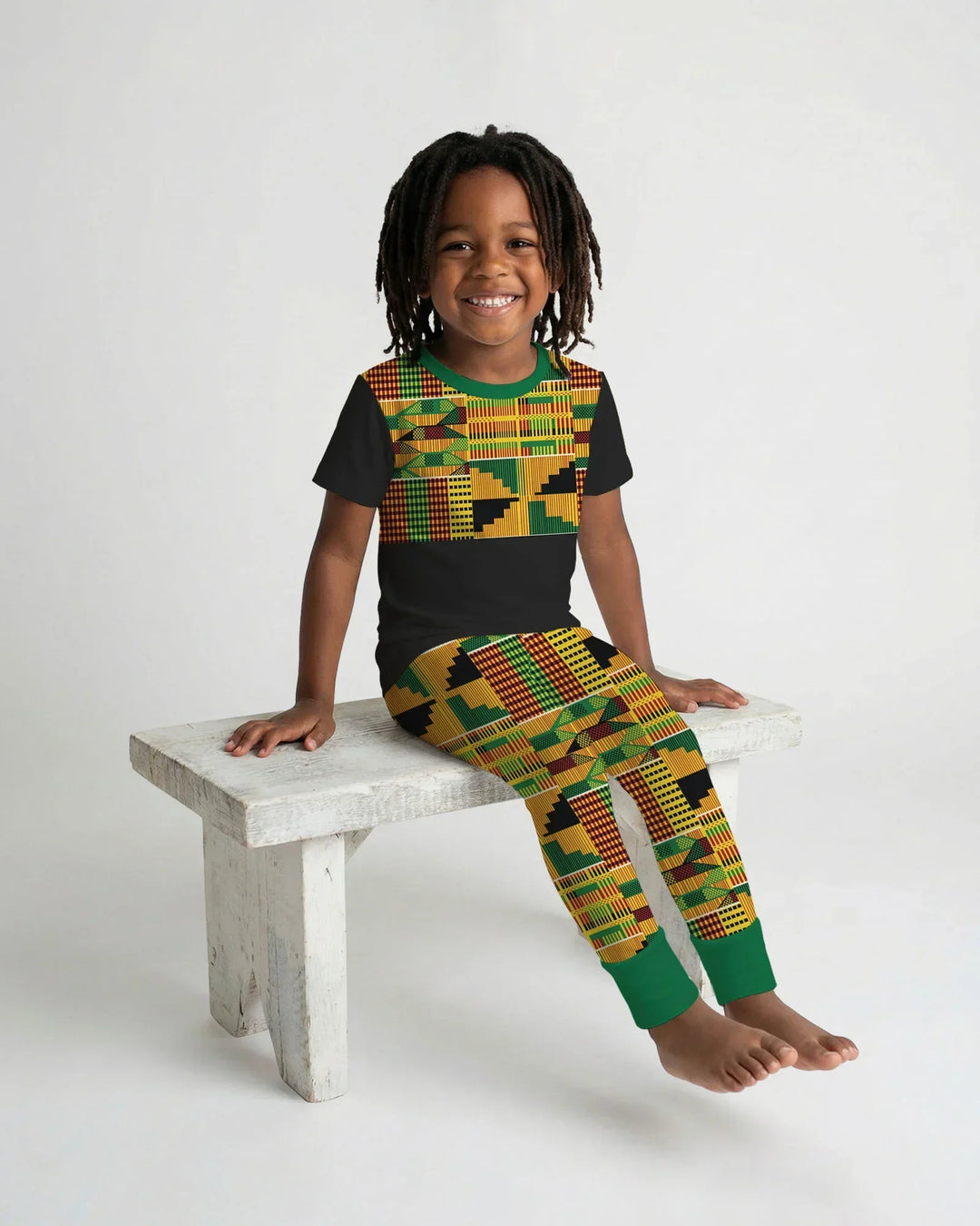 Kente Vibes Family Matching Bamboo Two Piece Short Sleeve Pajama Set