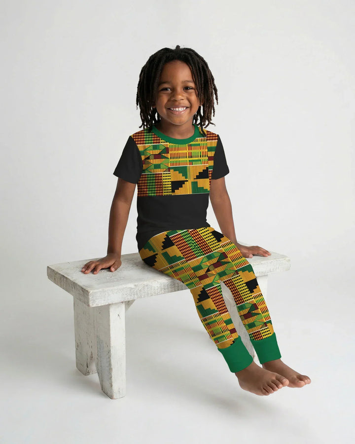 Kente Vibes Family Matching Bamboo Two Piece Short Sleeve Pajama Set