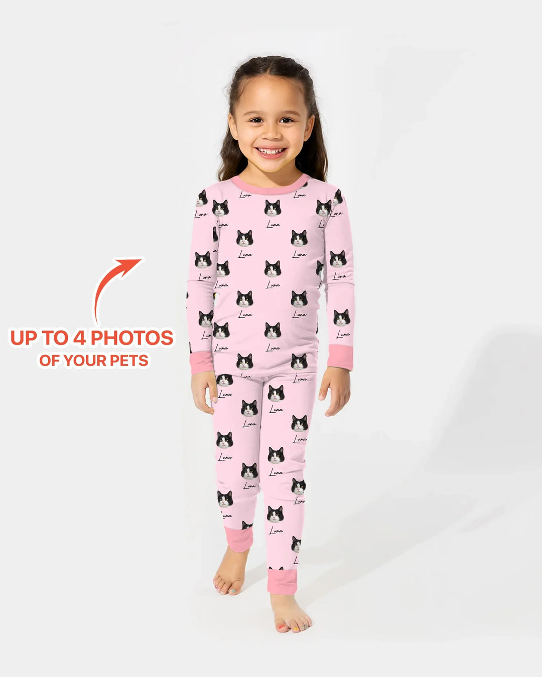 Custom Name and Pet Photos Two Piece Long Sleeve Pajama Set