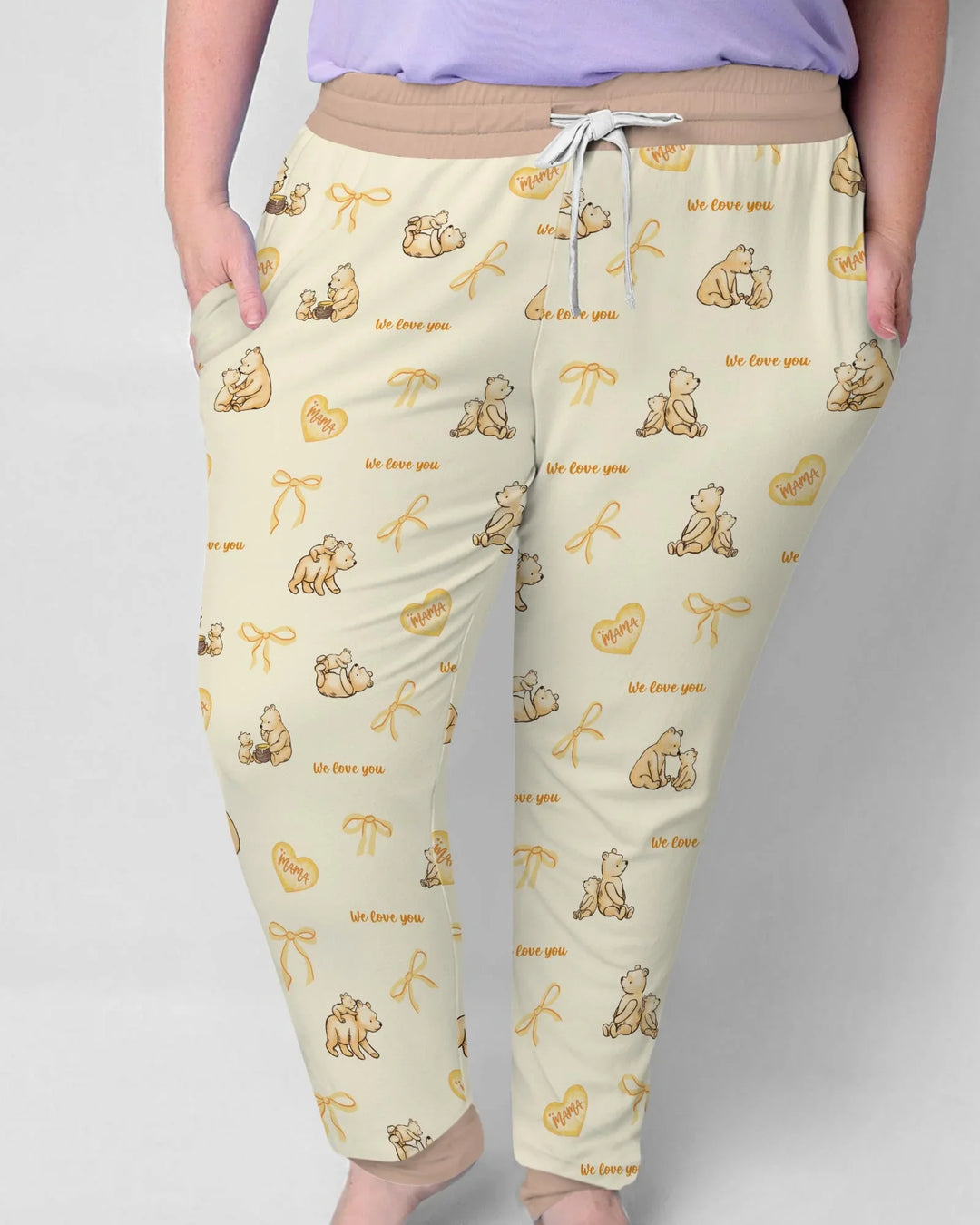 Sweat Yellow Mama Bear Women Pajama Set