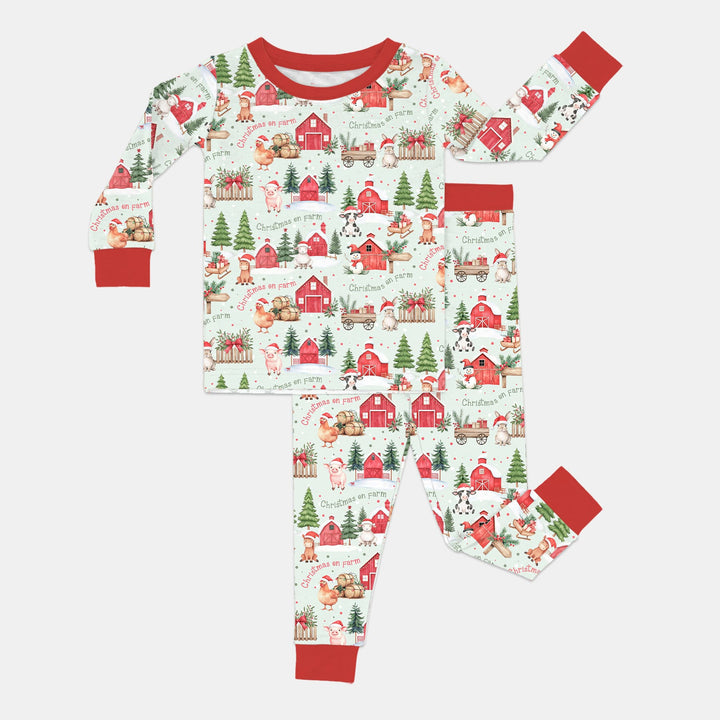 Christmas on Farm Two Piece Long Sleeve Pajama Set