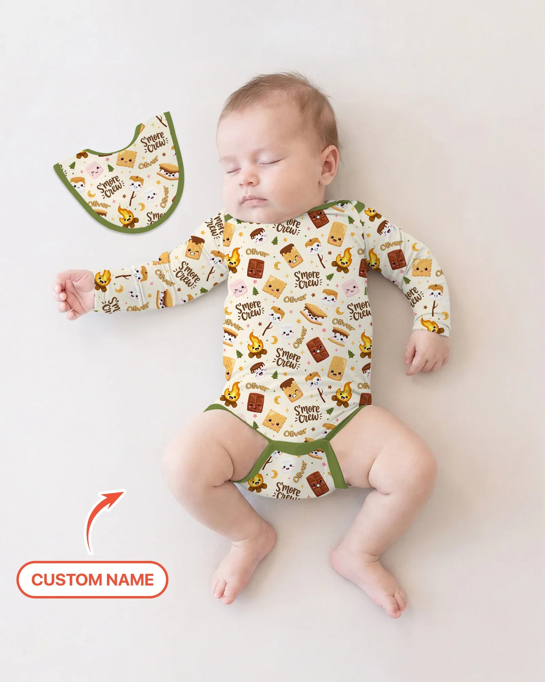 Custom Name Kawaii S'more Crew Family Matching Bamboo Bodysuit