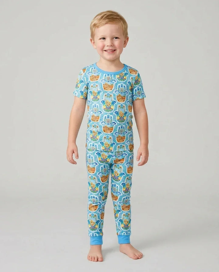 Conjunto de pijama de dos piezas de manga corta de bambú