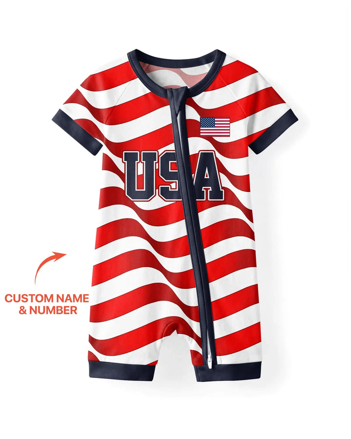 Custom Name USA Spirit Bamboo Shorty Zippy