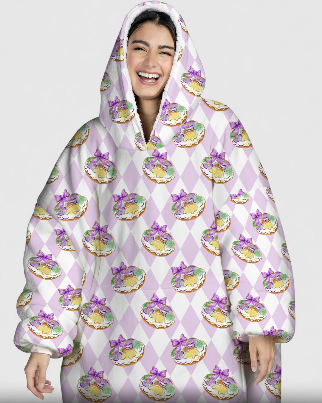 Mardi Gras Donut Wearable Blanket Hoodie