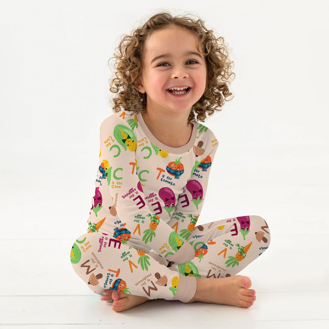 Veggie Letter Two Piece Long Sleeve Pajama Set