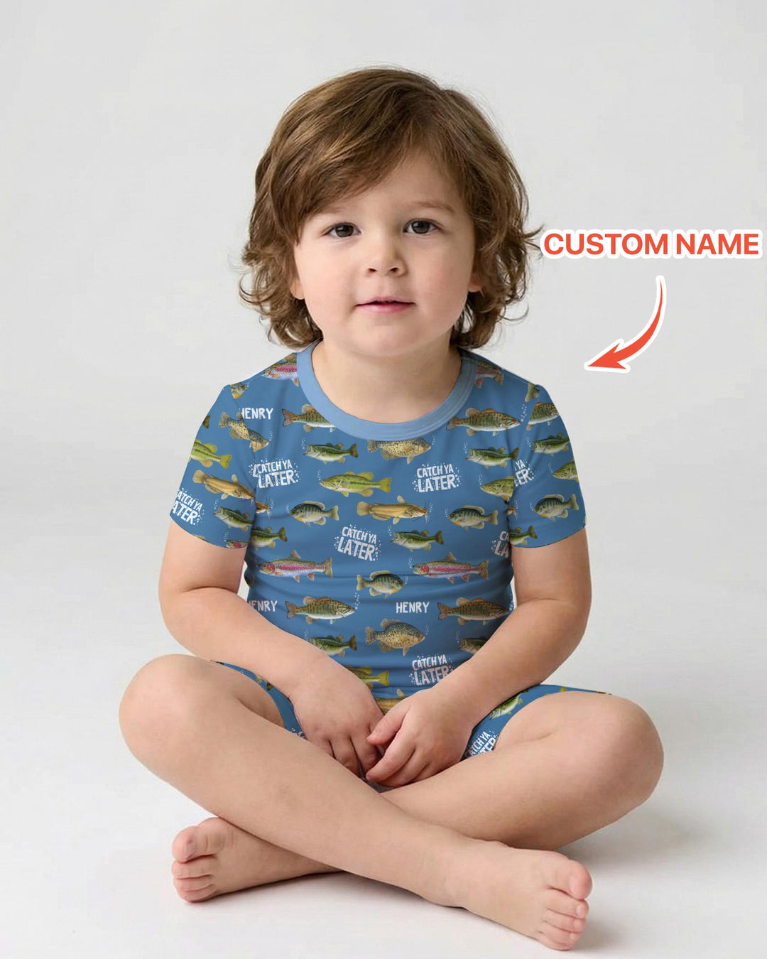 Catch Ya Later Matching Daddy & Me Two Piece Short Sleeve Shorts Pajama Set