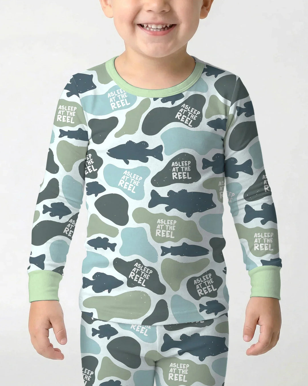 Asleep At The Reel Matching Daddy & Me Two Piece Long Sleeve Pajama Set