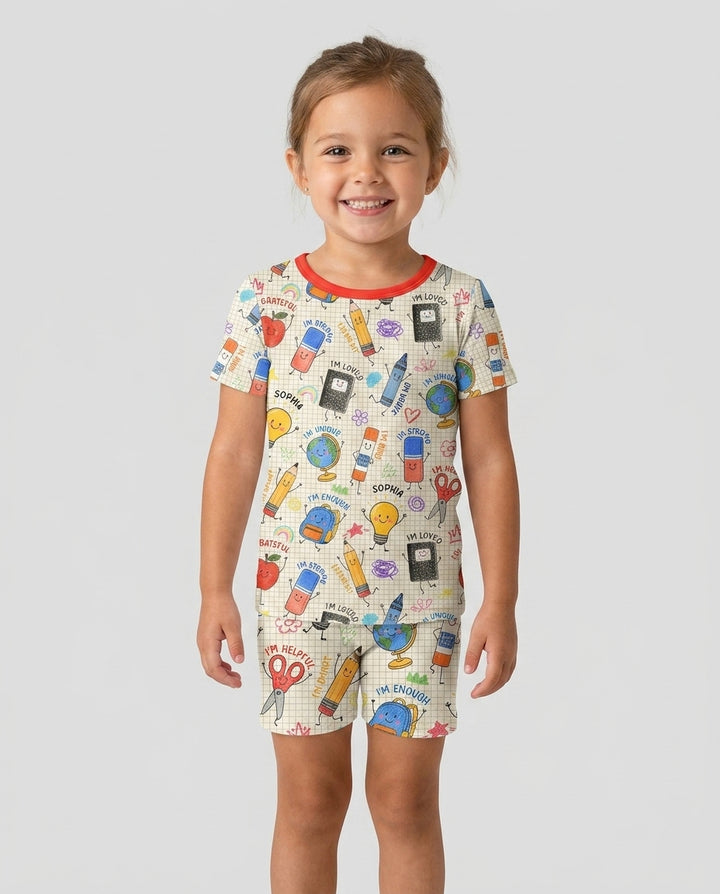Conjunto de Pijama de Dos Piezas de Bambú con Mangas Cortas y Pantalones Cortos