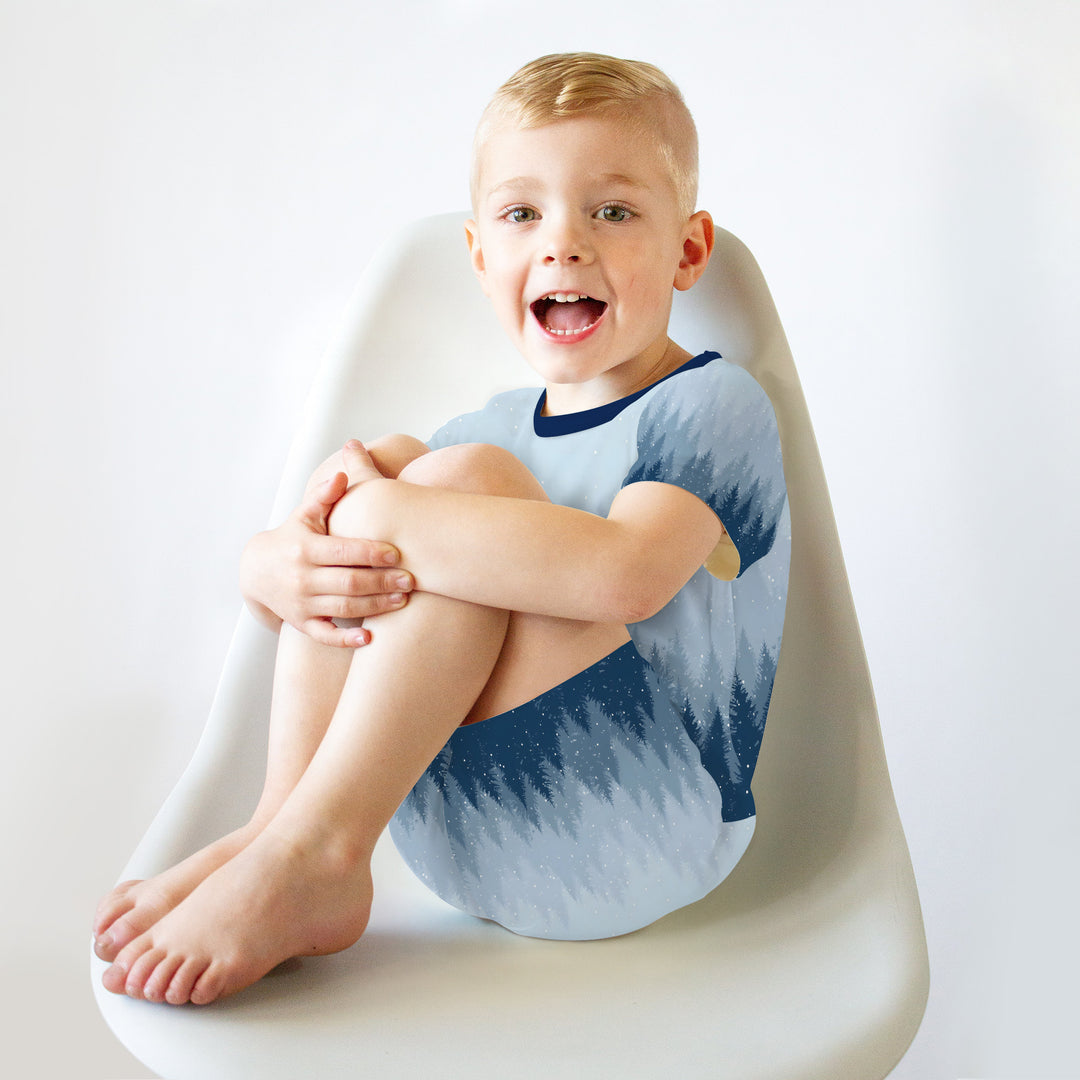 Winter Forest Two Piece Short Sleeve Shorts Pajama Set