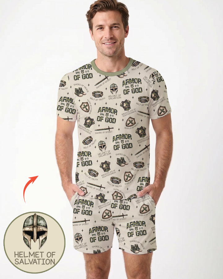 Camo Armor Of God Bamboo Men Short Sleeve Short Pajama Set