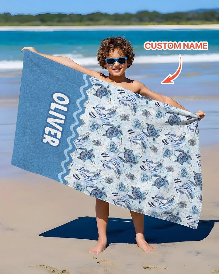 Little Turtles Family Matching Bamboo Beach Towel