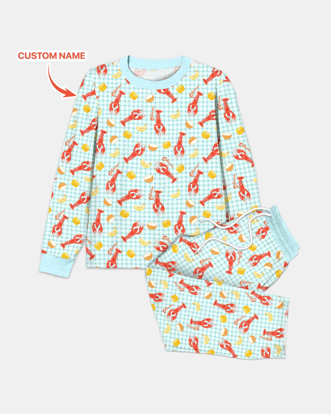 Custom Name Preppy Crawfish Season Bamboo Men's Pajama Set
