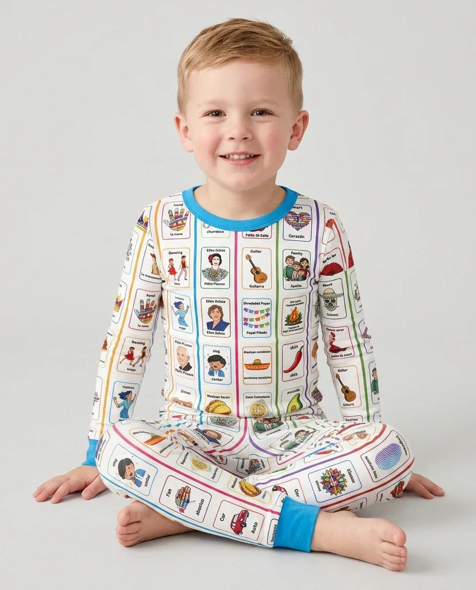 Lotería Hispanic Heritage Month Bamboo Two Piece Long Sleeve Pajama Set