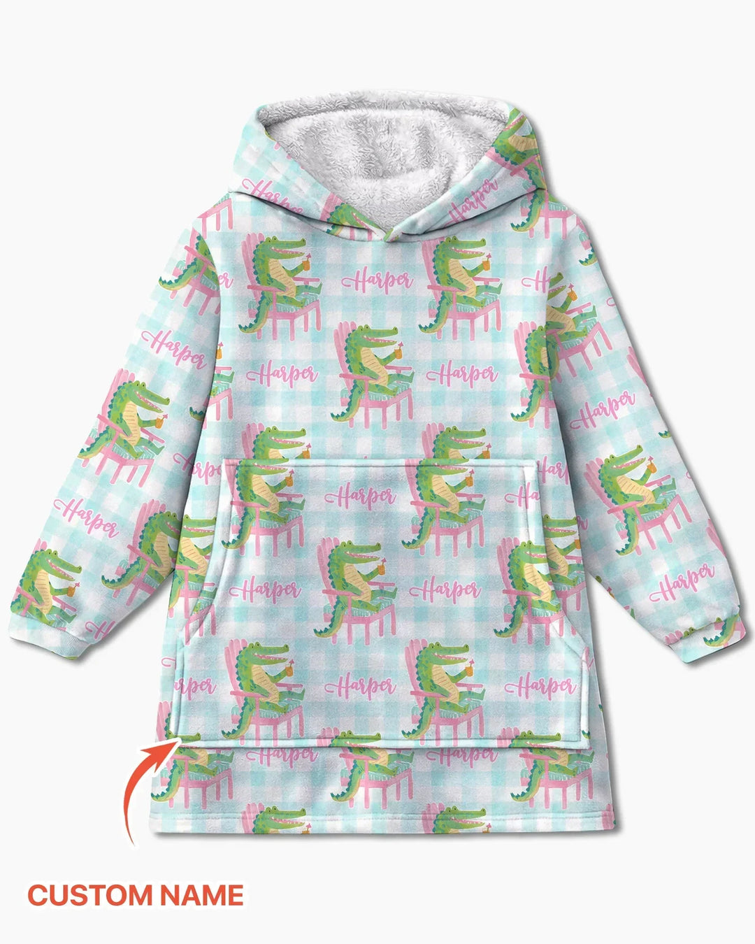 Custom Name Preppy Later Gator Bamboo Blanket Hoodie