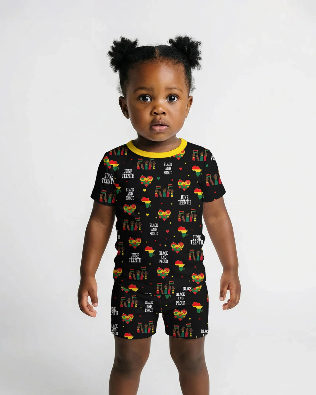 Juneteenth Black and Proud Bamboo Two Piece Short Sleeve Shorts Pajama Set