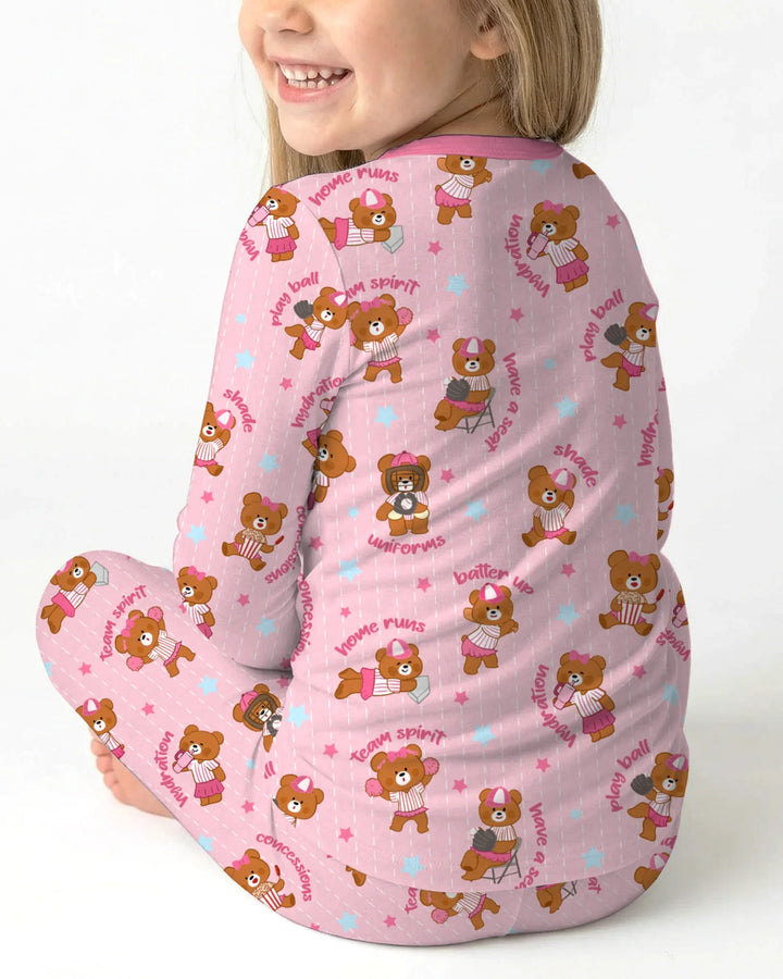 Born To Play Baseball Bamboo Two Piece Long Sleeve Pajama Set