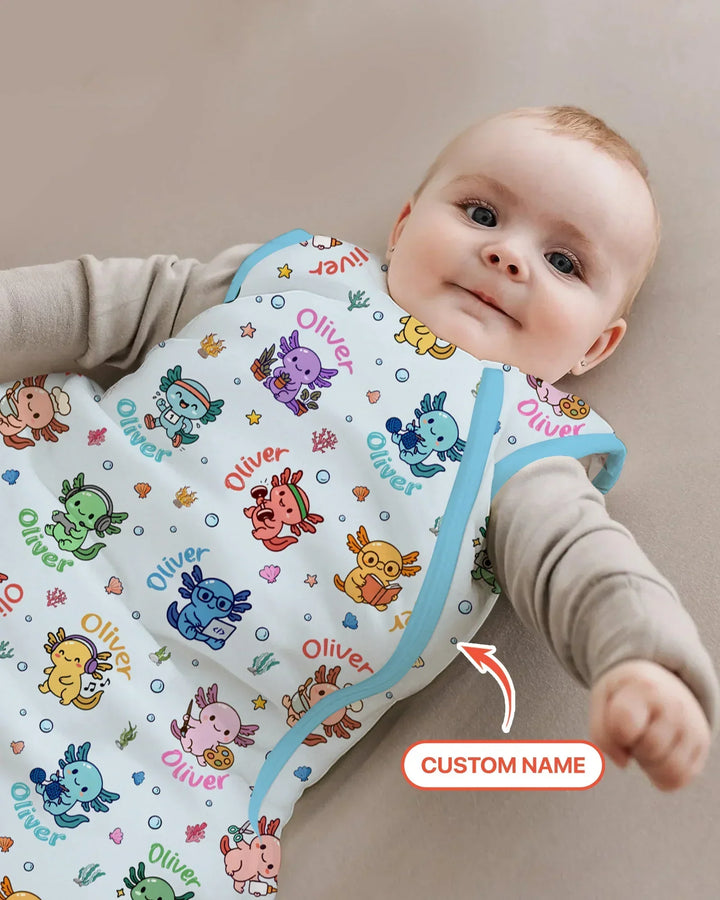 Custom Name Cute Hobby Axolotl Sleep Bag