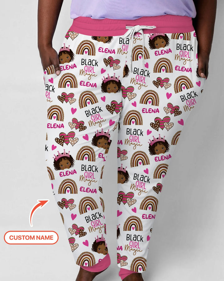 Custom Name Black Girl Magic Bamboo Women Pajama Set