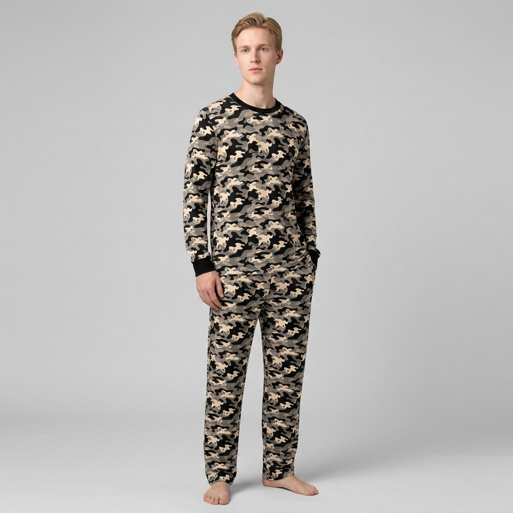 Camo Halloween Ghost Bamboo Men's Pajama Set