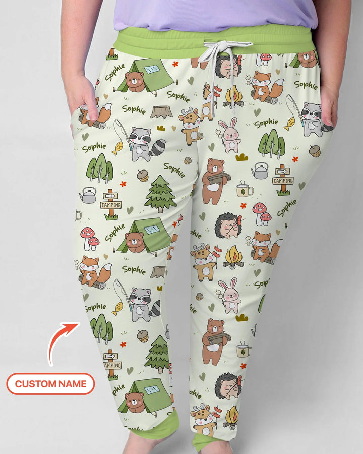 Custom Name Little Camp Buddies Bamboo Women Pajama Set