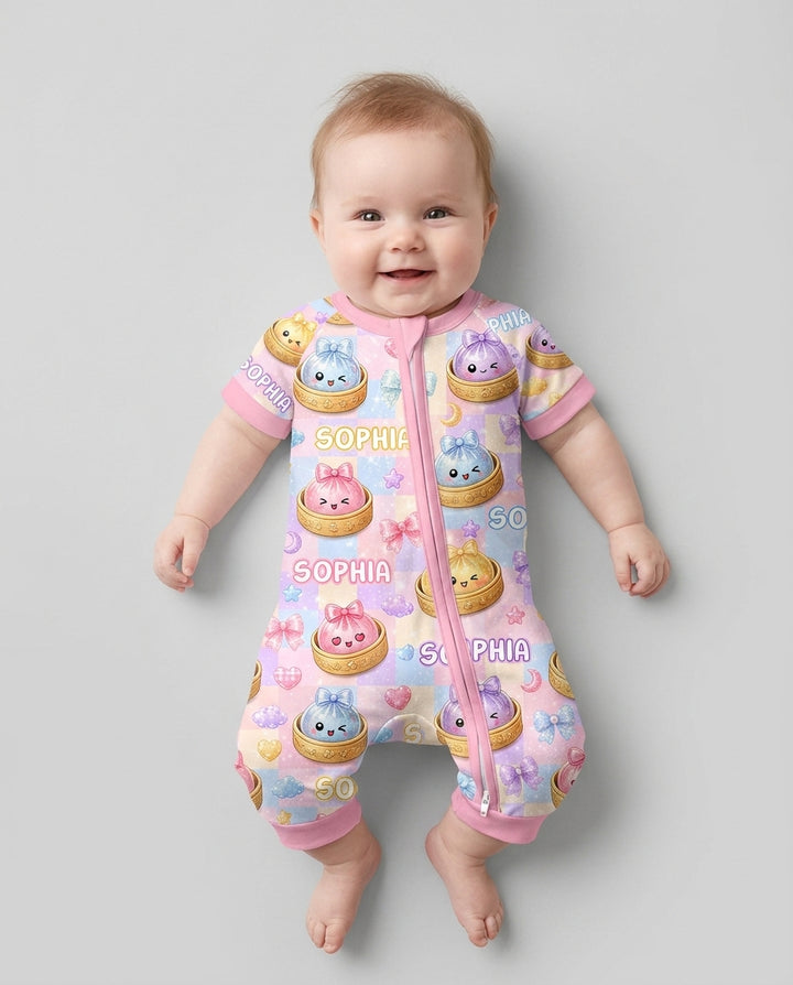 Custom Name Coquette Glitter Dumpling Bamboo Shorty Zippy