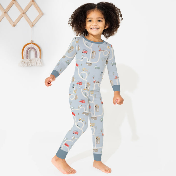 Car Route Map Two Piece Long Sleeve Pajama Set