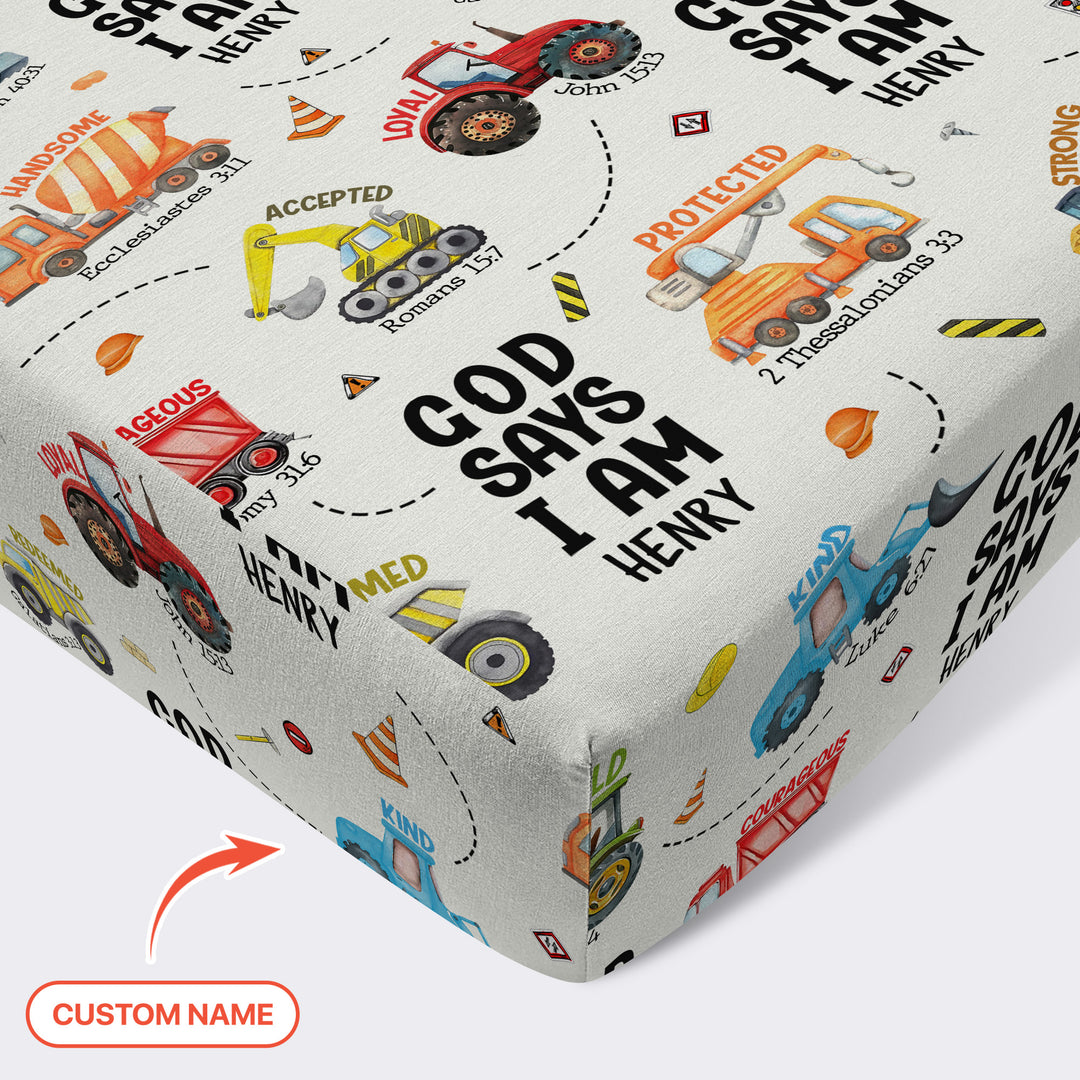 God Says I Am Boy Fitted Crib Sheet
