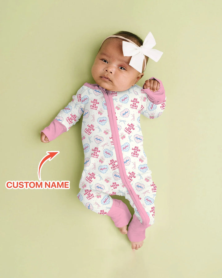He Loved Us First Custom Name Bamboo Convertible Zippy