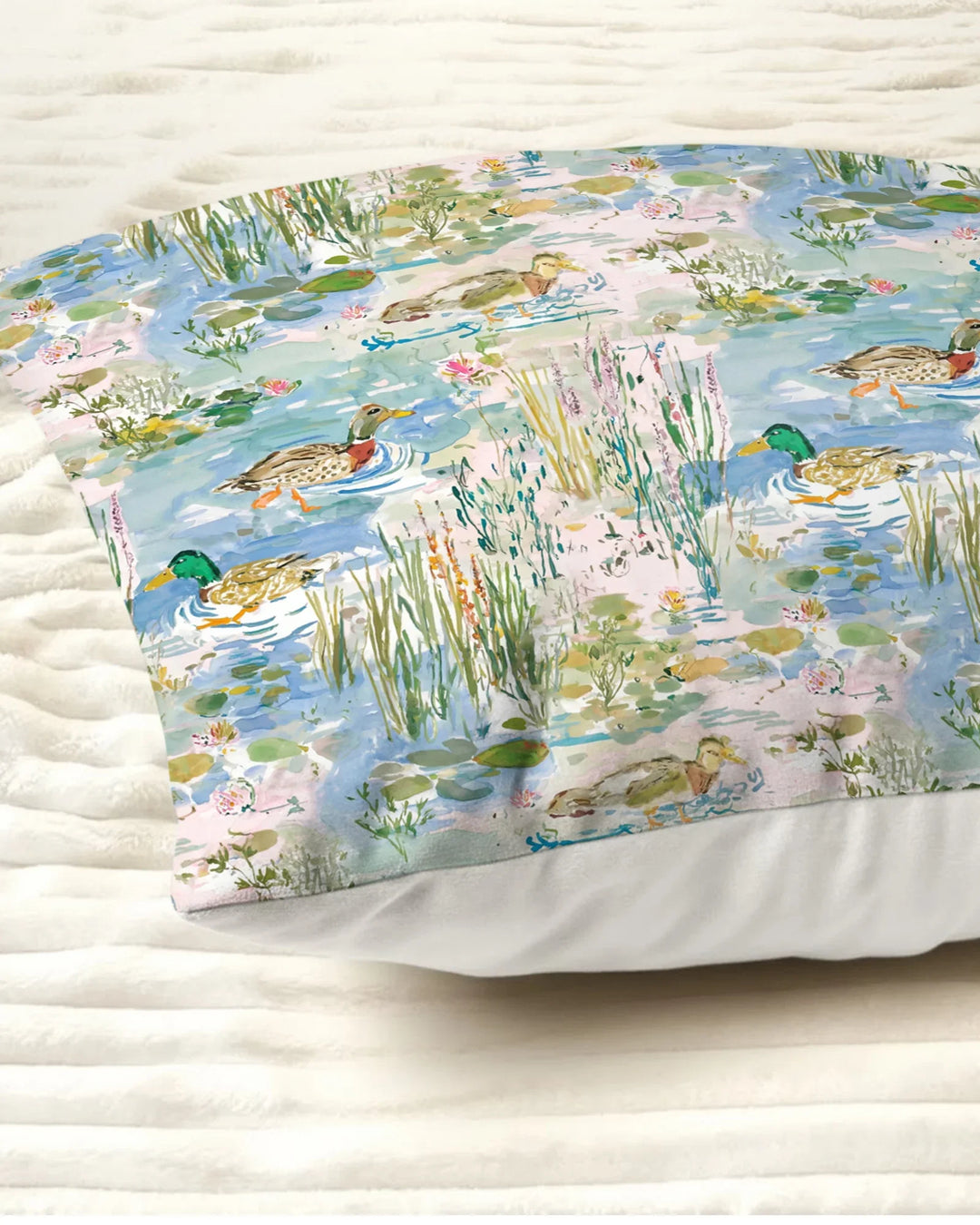 Watercolor Mallard Duck Bamboo Pillow Case