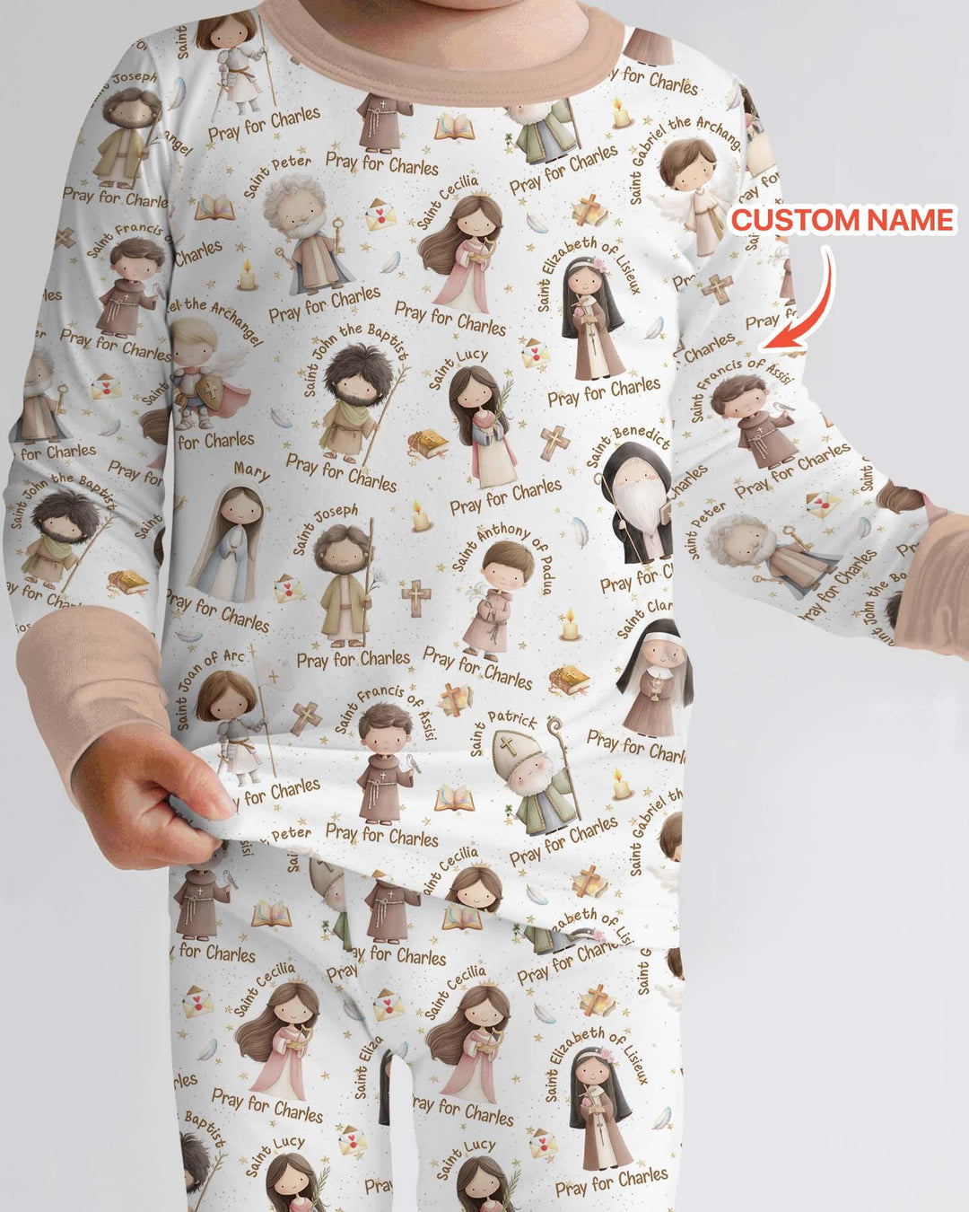 Pray For Me Custom Name Bamboo Two Piece Long Sleeve Pajama Set