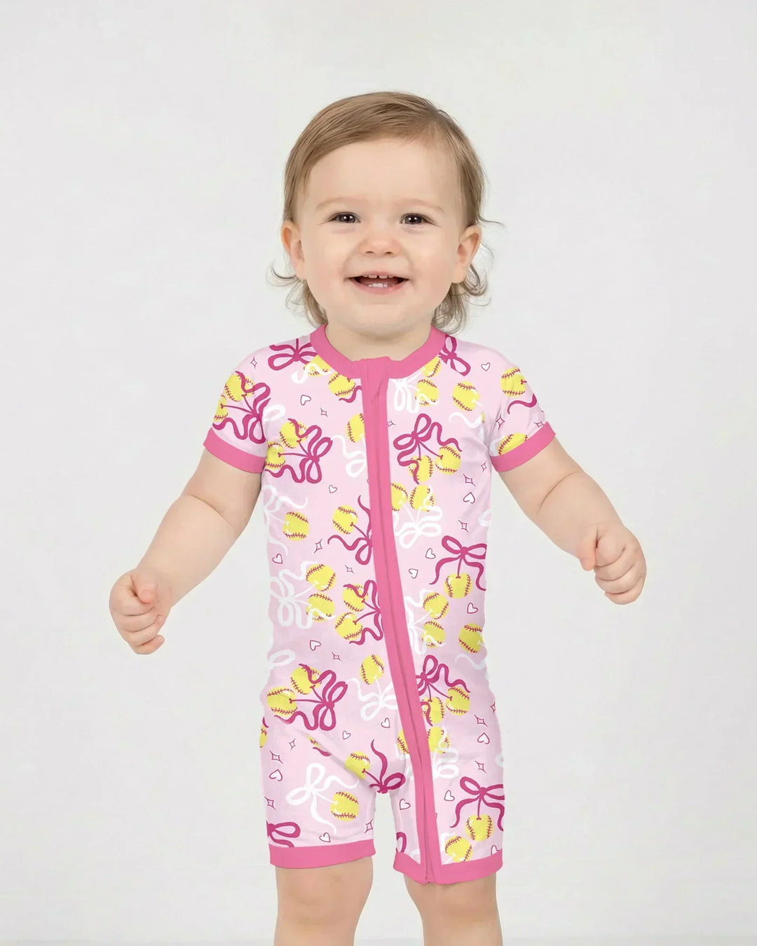 Softball Cherry Mom And Girl Matching Shorty Zippy