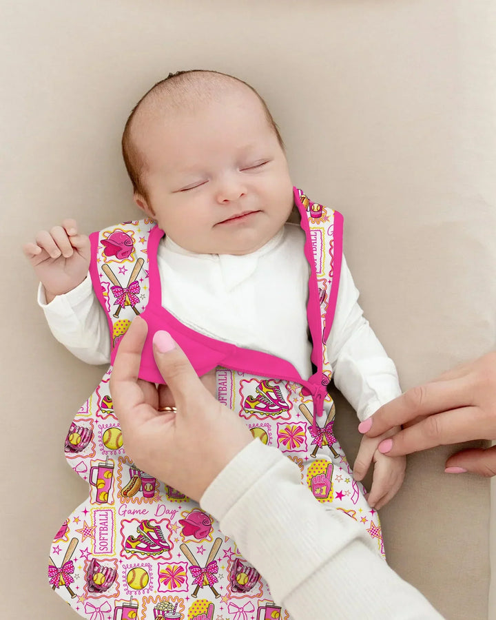 Pink Softball Game Day Bamboo Sleep Bag