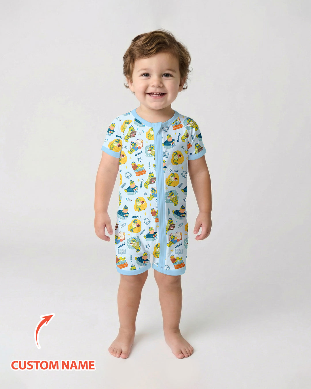 Little Book Worm Family Matching Bamboo Shorty Zippy