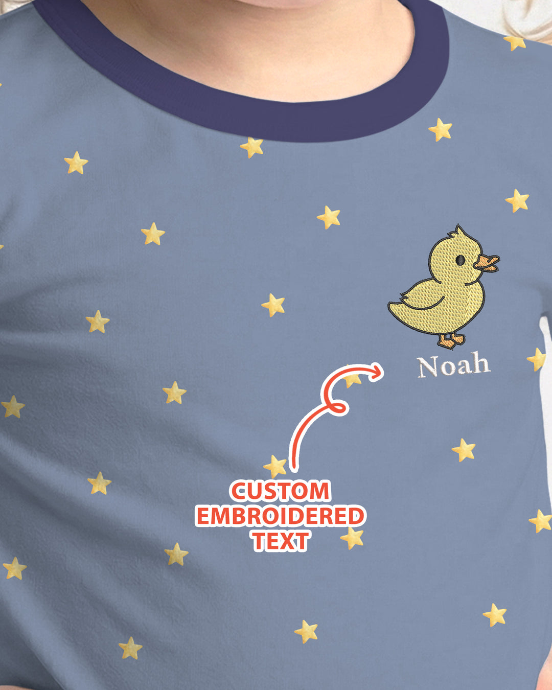 Embroidered Custom Name Animal Bamboo Two Piece Long Sleeve Pajama Set