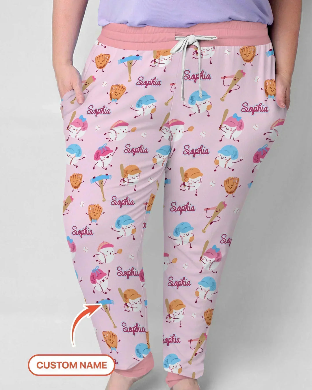Custom Name Ballparl Family Matching Bamboo Women Pajama Set