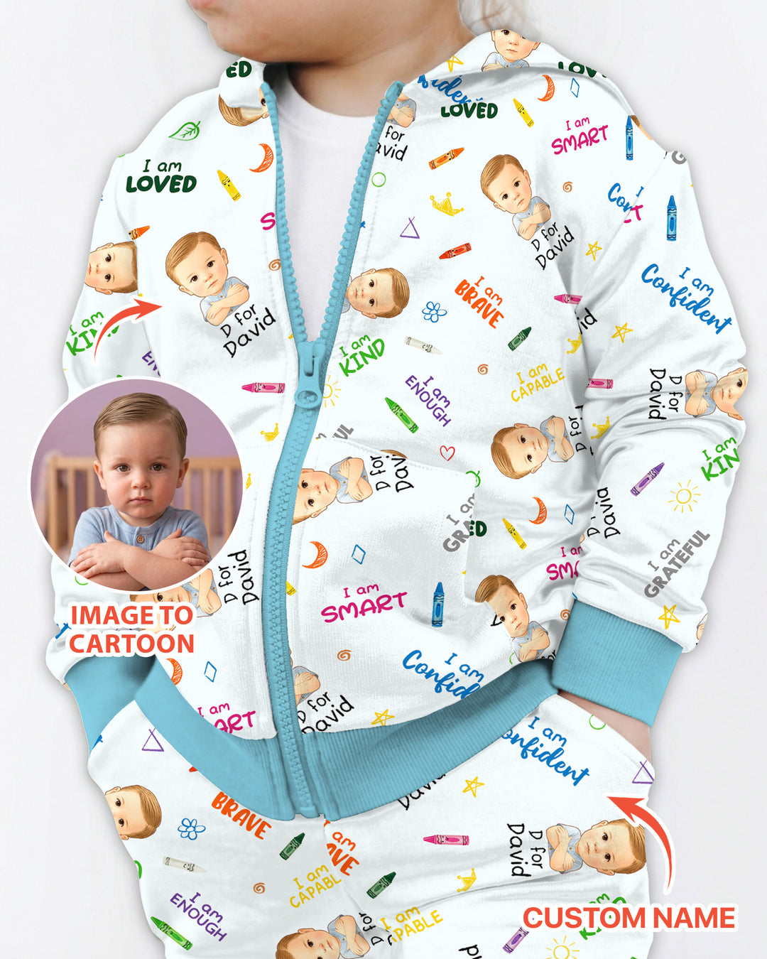 Kids Affirmations Custom  Bamboo Zip Hoodie