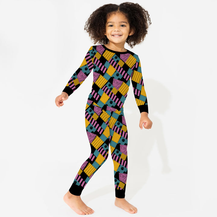 Halloween Patchwork Cartoon Two Piece Long Sleeve Pajama Set