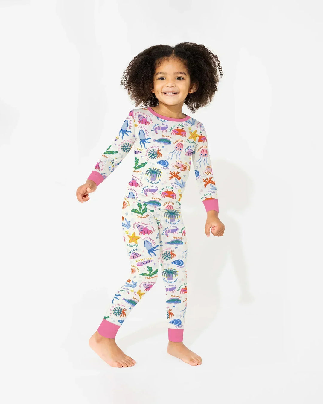 Conjunto de pijama de dos piezas de bambú de manga larga Tide Pool Pals