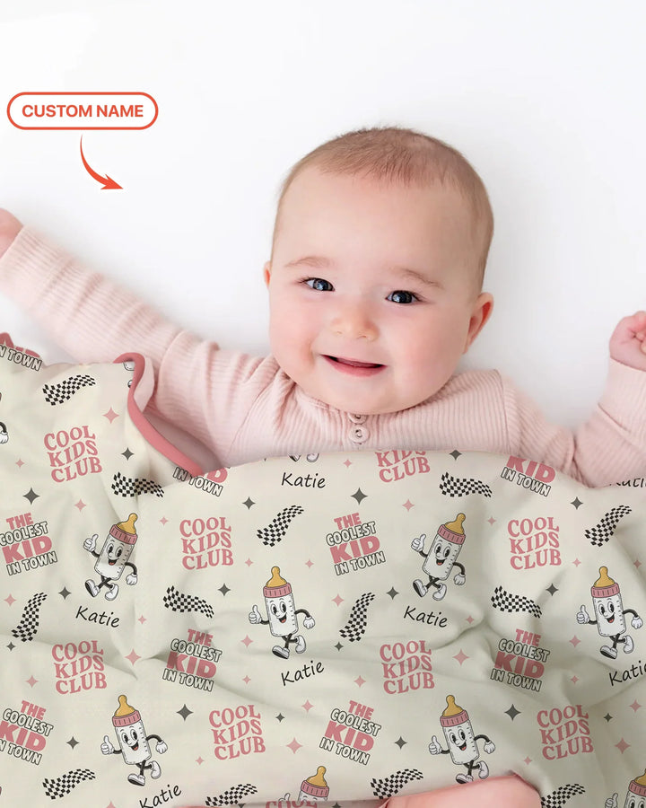 Manta de bambú a juego con nombre personalizado "Cool Club Daddy & Me"