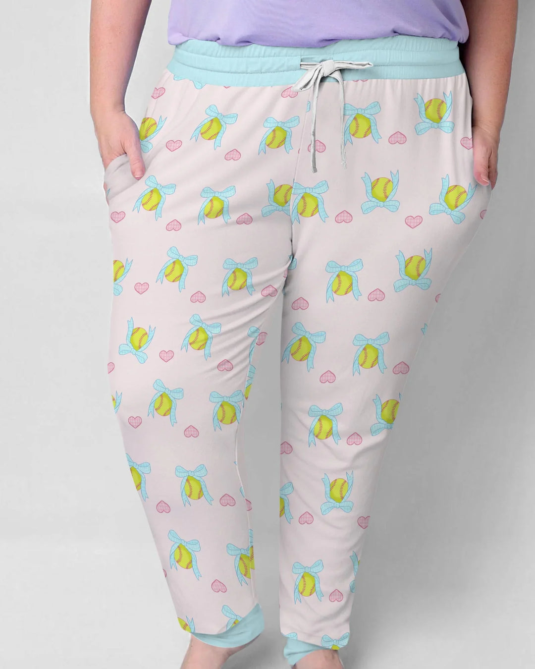 Softbal Coquette Schleifen Damen Schlafanzug Set