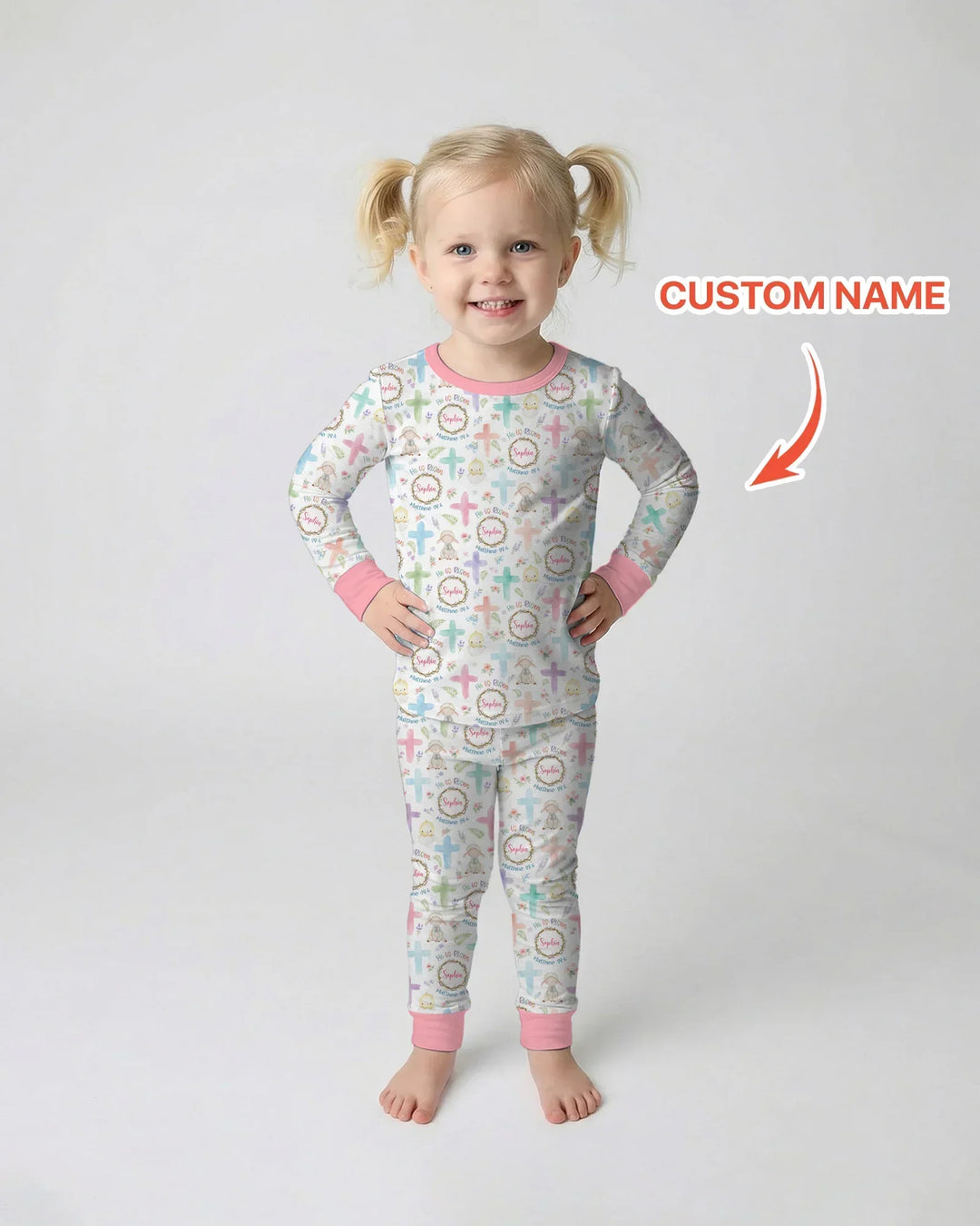 He Is Risen Personalized Template Two Piece Long Sleeve Pajama Set