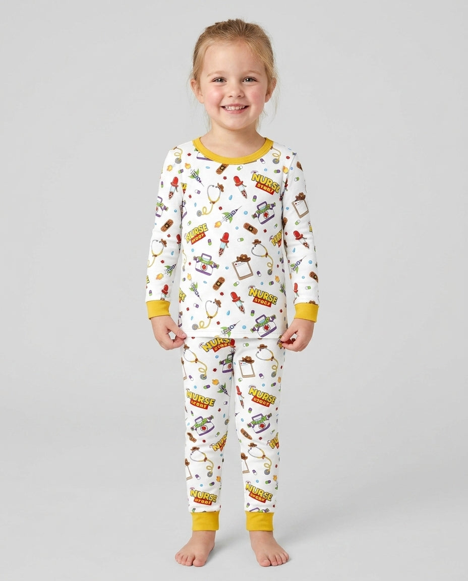 Zweiteiliges Langarm-Pyjama-Set mit Sommerfrüchten