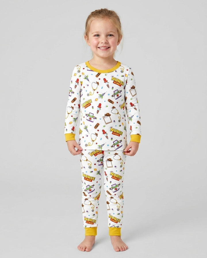 Zweiteiliges Langarm-Pyjama-Set mit Sommerfrüchten