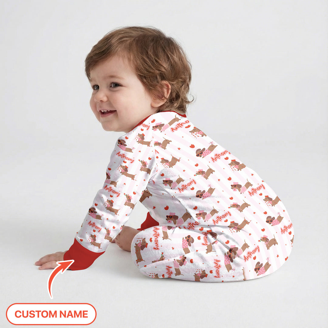 Custom Name Valentine Dachshund Family Matching Convertible Zippy
