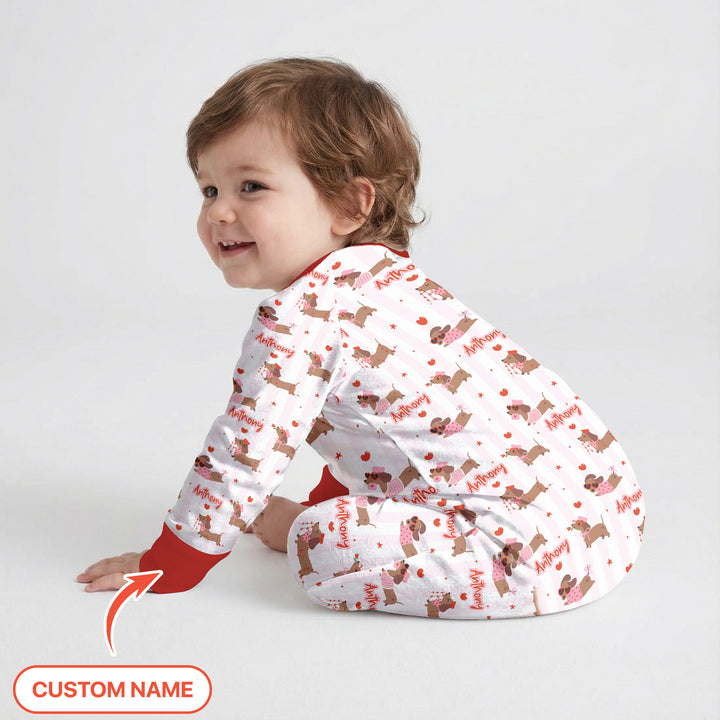 Custom Name Valentine Dachshund Family Matching Convertible Zippy