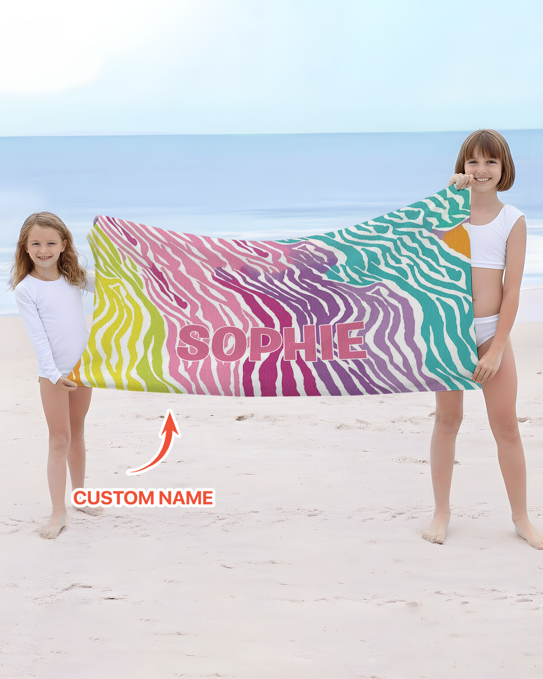 Custom Name Pretty Pattern Bamboo Beach Towel
