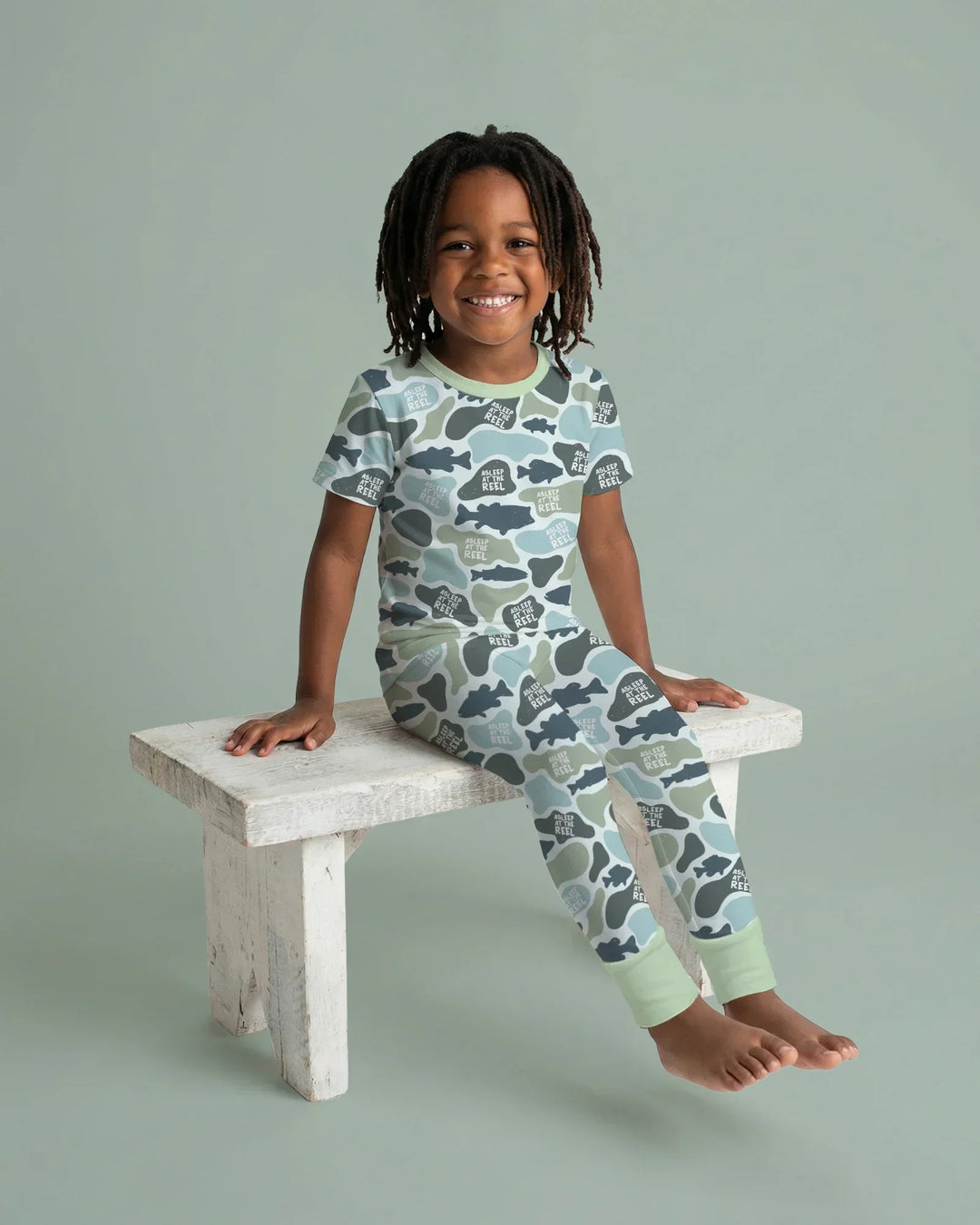Asleep At The Reel Matching Daddy & Me Two Piece Short Sleeve Pajama Set