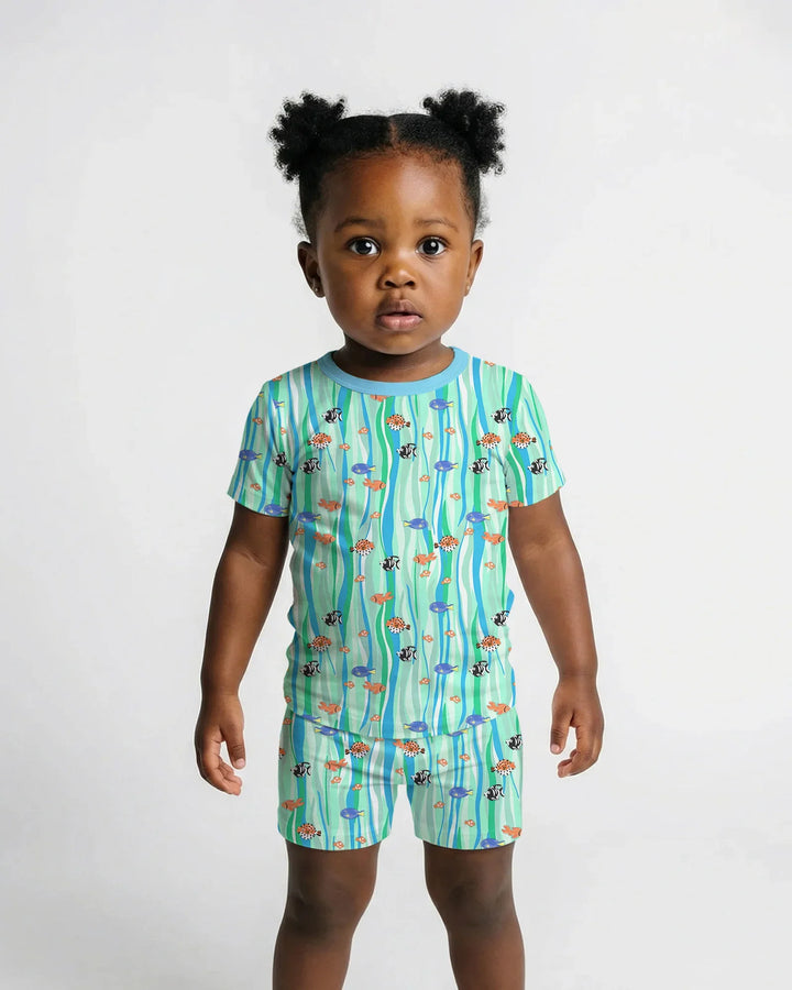 Zweiteiliges Pyjama-Set mit kurzen Ärmeln und Shorts im Sommer-Design